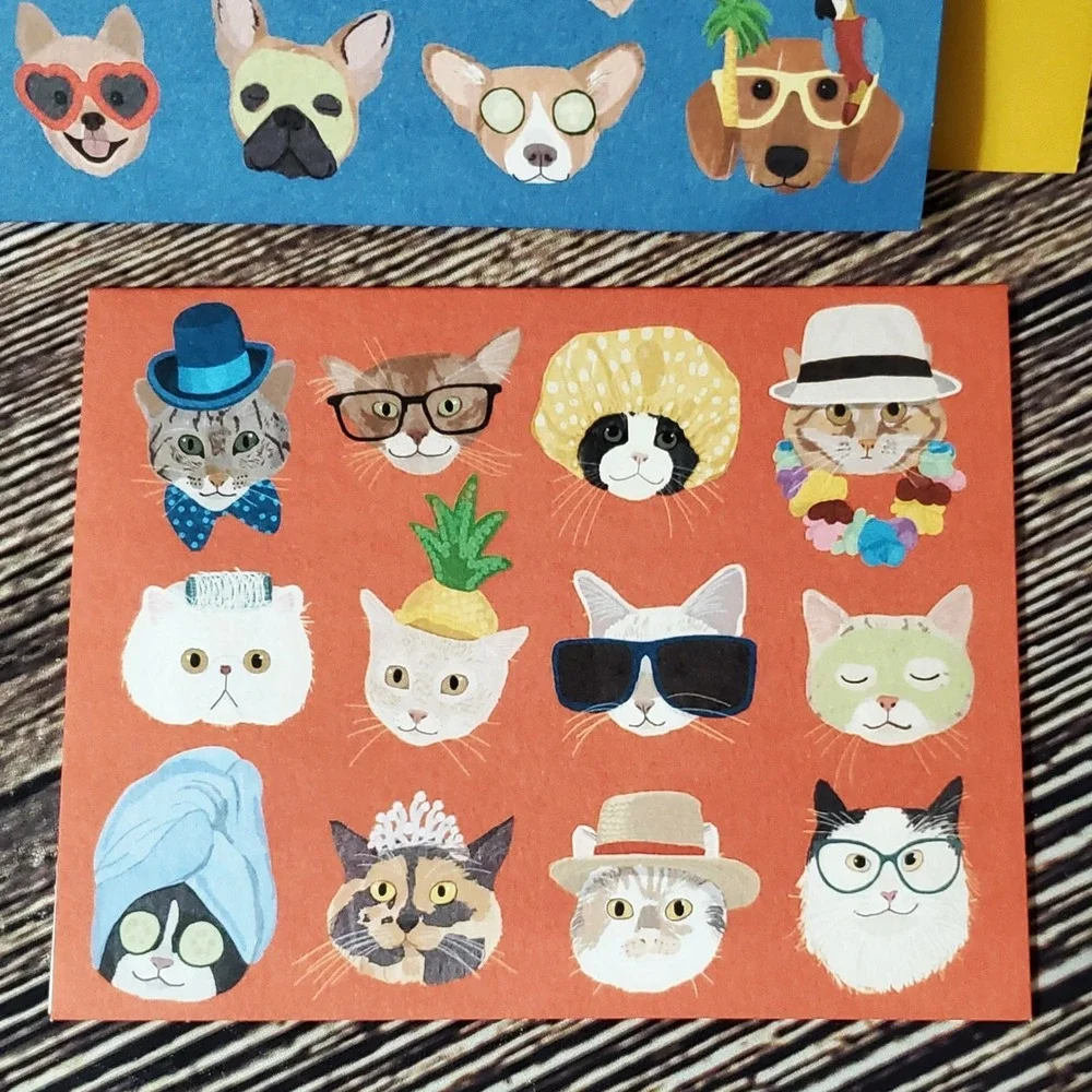 Papyrus Pop Art Dog And Cat Cards Envelopes New Boxed Set Of 20